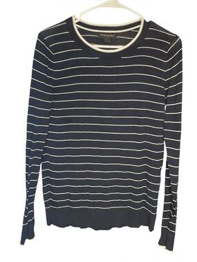 Banana Republic navy blue/white striped scoop neck sweater S